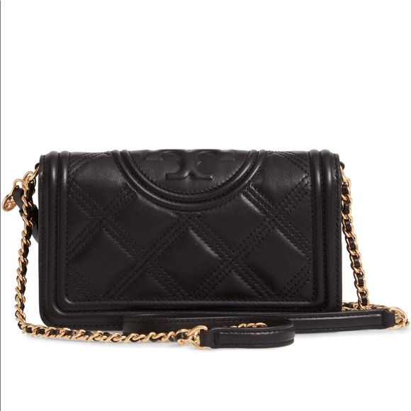 NWT Black Fleming Quilted Leather Wallet on Chain - Picture 3 of 8